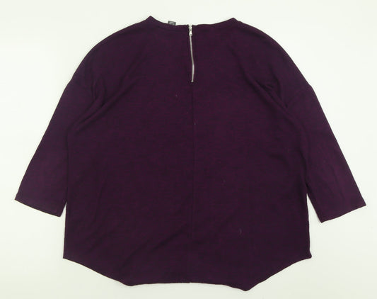 Primark Womens Purple Crew Neck  Polyester Pullover Jumper Size M
