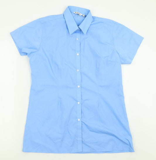 TruTex Mens Blue  Polyester  Button-Up Size L Collared Button