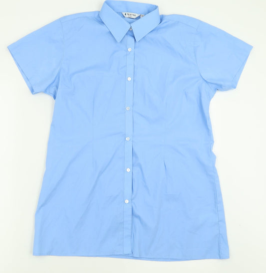 TruTex Mens Blue  Polyester  Button-Up Size L Collared Button