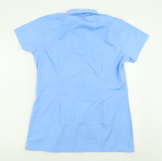 TruTex Mens Blue  Polyester  Button-Up Size L Collared Button