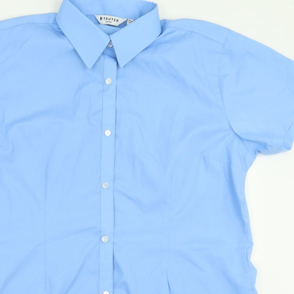 Mens UK Size L TruTex Blue  Button-Up Short Sleeve Casual Shirt