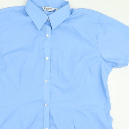 Mens UK Size L TruTex Blue  Button-Up Short Sleeve Casual Shirt