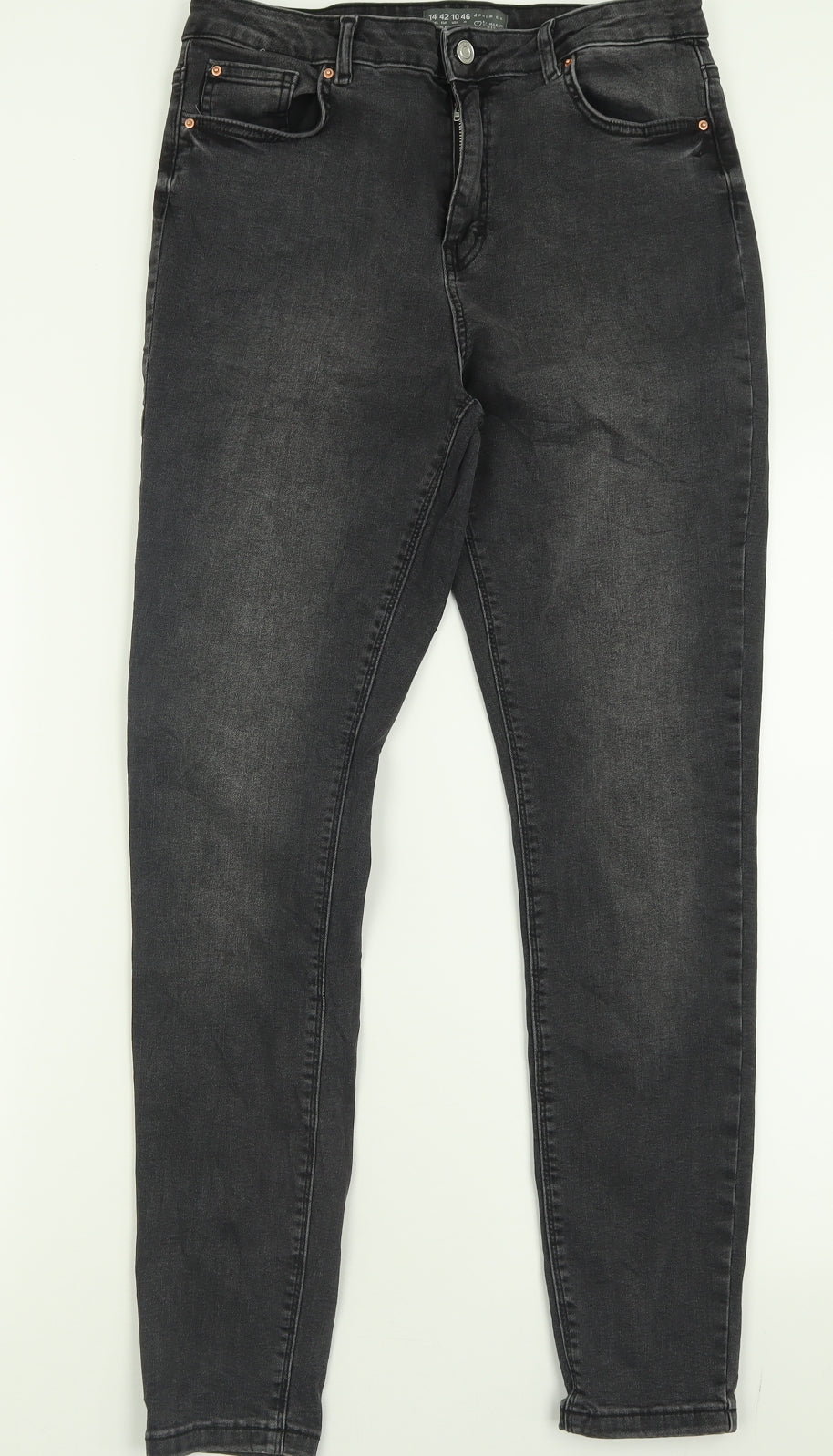 Denim & Co. Womens Black  Cotton Skinny Jeans Size 14 L29 in Regular Button