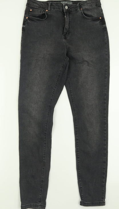 Denim & Co. Womens Black  Cotton Skinny Jeans Size 14 L29 in Regular Button
