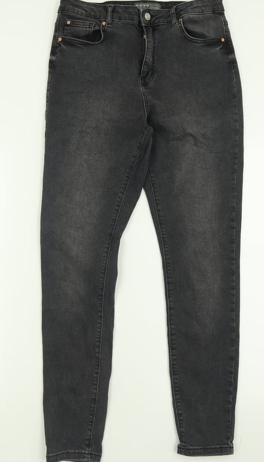Denim & Co. Womens Black  Cotton Skinny Jeans Size 14 L29 in Regular Button