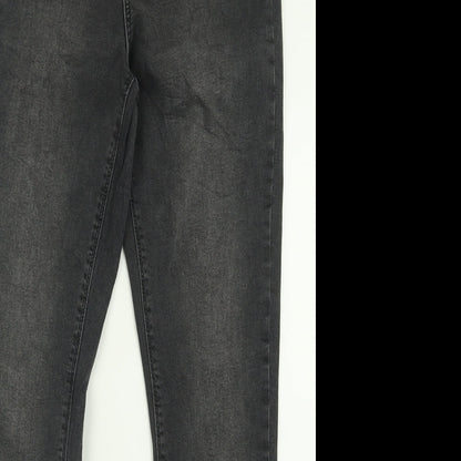 Denim & Co. Womens Black  Cotton Skinny Jeans Size 14 L29 in Regular Button