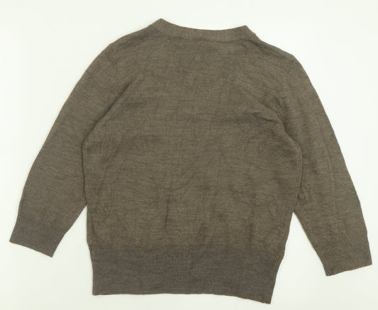CC Womens Brown V-Neck  Acrylic Pullover Jumper Size M