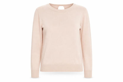 Front view of Dorothy Perkins women’s pink crew neck acrylic jumper, size UK 10