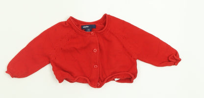 Gap Girls Red  Cotton Cardigan Jumper Size 0-3 Months  Button