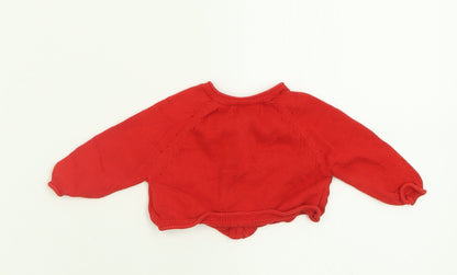 Gap Girls Red  Cotton Cardigan Jumper Size 0-3 Months  Button