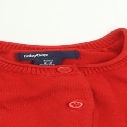 Gap Girls Red  Cotton Cardigan Jumper Size 0-3 Months  Button