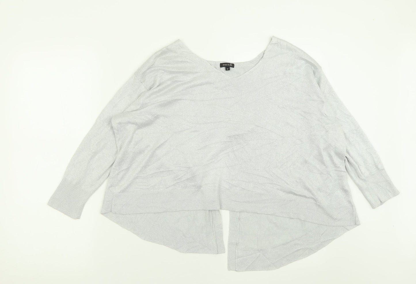 Womens UK Size 12 River Island Silver Pullover Jumper