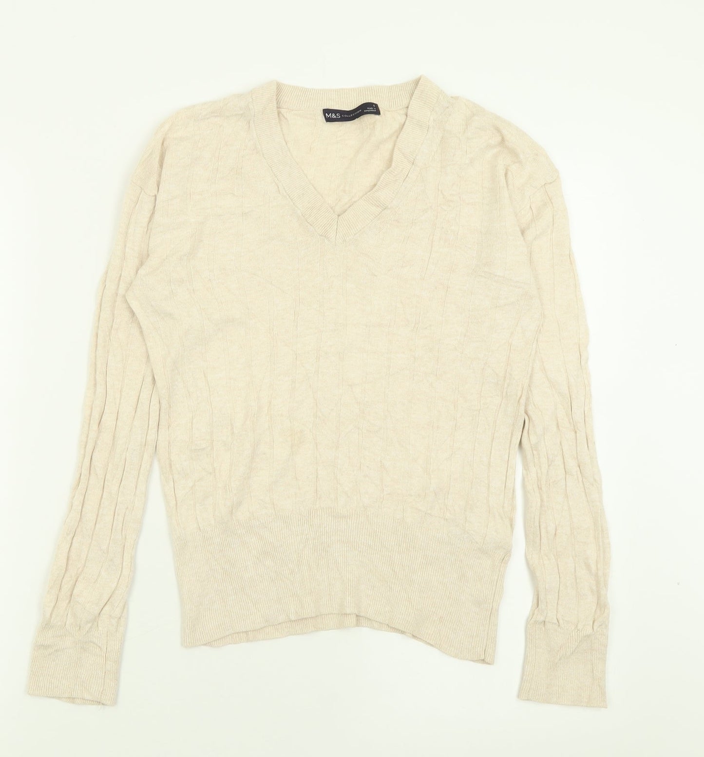 Womens UK Size S Marks and Spencer Beige Pullover Jumper