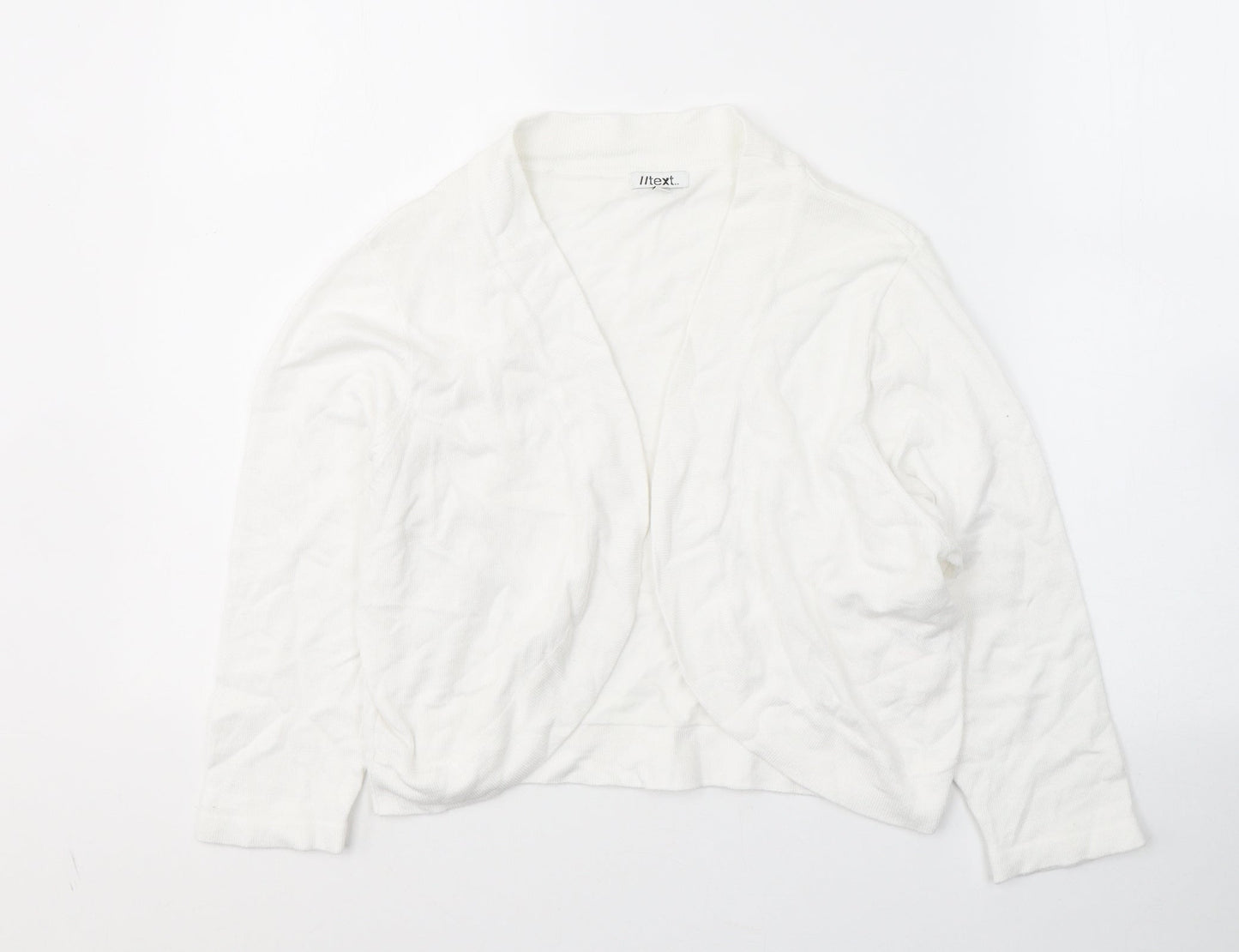 Womens UK Size M TEXT White Cardigan Jumper