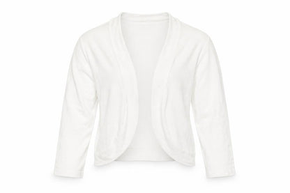 Front view of TEXT women’s white v-neck viscose cardigan jumper, size M