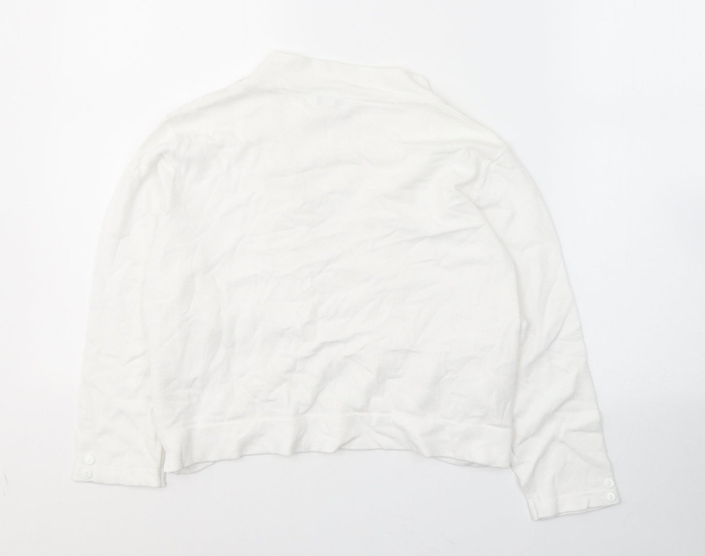 Womens UK Size M TEXT White Cardigan Jumper