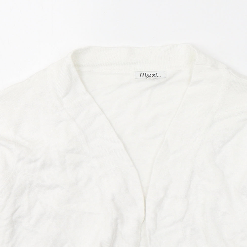 Womens UK Size M TEXT White Cardigan Jumper