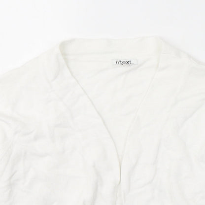 Womens UK Size M TEXT White Cardigan Jumper