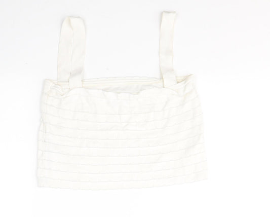 Womens UK Size M Zara White Cropped Tank