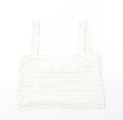 Womens UK Size M Zara White Cropped Tank
