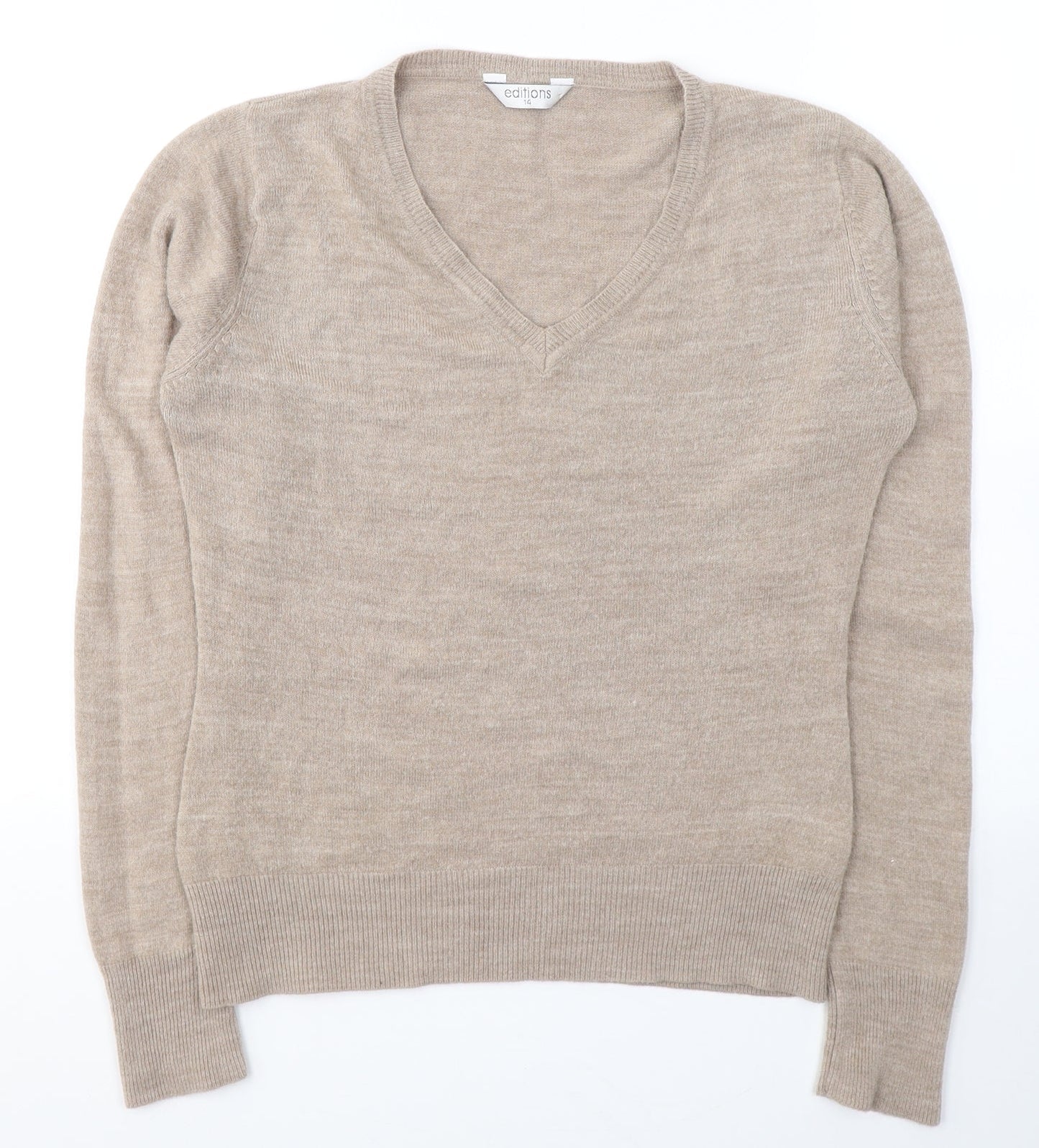 Womens UK Size 14 EDITIONS Beige Pullover Jumper