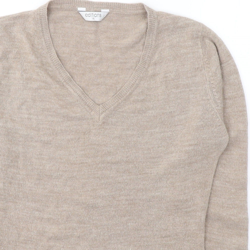 Womens UK Size 14 EDITIONS Beige Pullover Jumper