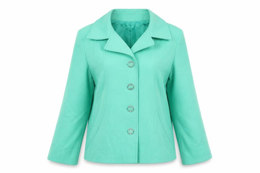 Front view of Holden Fashion women’s green jacket blazer, size M, button