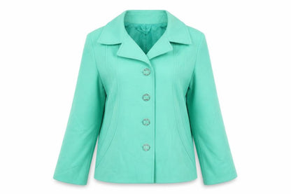 Front view of Holden Fashion women’s green jacket blazer, size M, button
