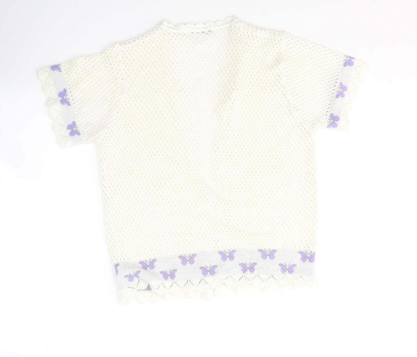 Envy Womens White Round Neck  Nylon Cardigan Jumper Size M