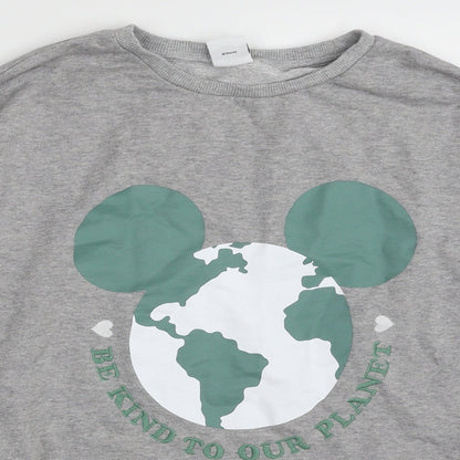 TESCO Womens Grey  Cotton Pullover Sweatshirt Size 10  Pullover - DISNEY-BE KIND TO OUR PLANET
