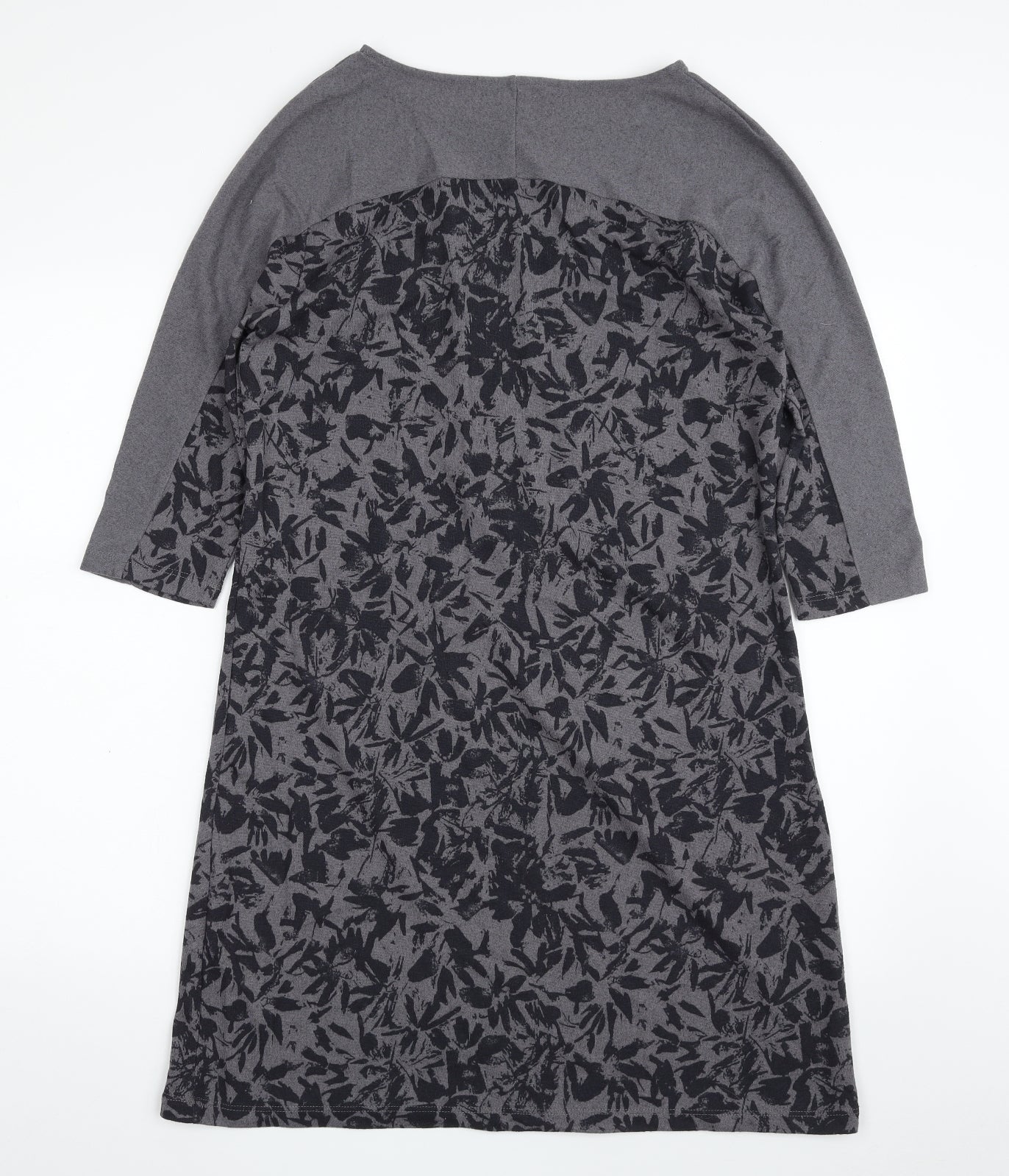 VIZ. A. VIZ Womens Grey Floral Polyester A-Line  Size S  Boat Neck Pullover