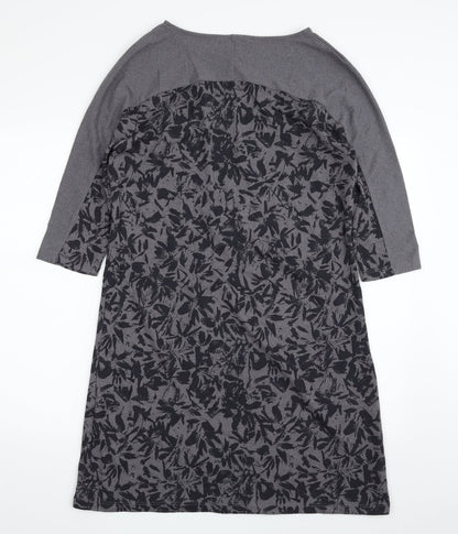 VIZ. A. VIZ Womens Grey Floral Polyester A-Line  Size S  Boat Neck Pullover