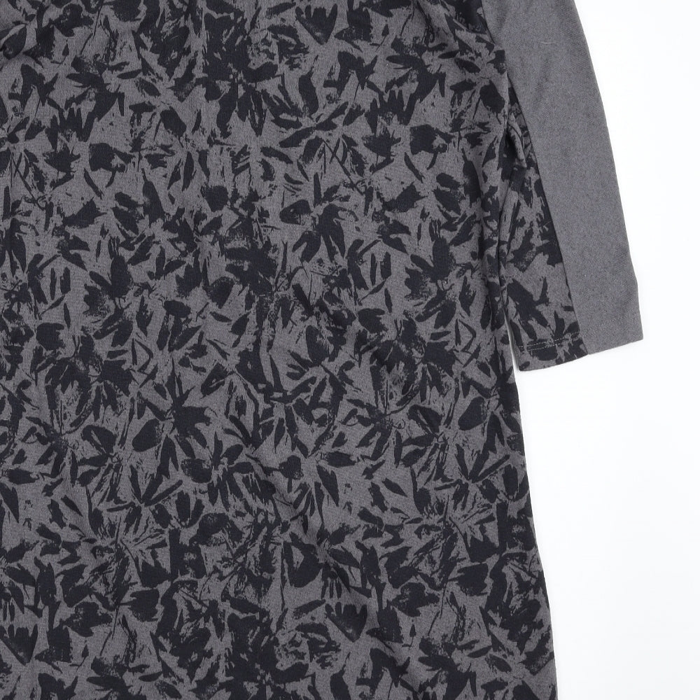 VIZ. A. VIZ Womens Grey Floral Polyester A-Line  Size S  Boat Neck Pullover