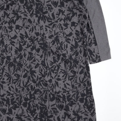 VIZ. A. VIZ Womens Grey Floral Polyester A-Line  Size S  Boat Neck Pullover