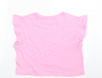 Womens UK Size S Dunnes Stores Pink Cropped T-Shirt