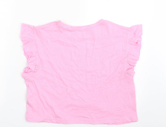 Womens UK Size S Dunnes Stores Pink Cropped T-Shirt