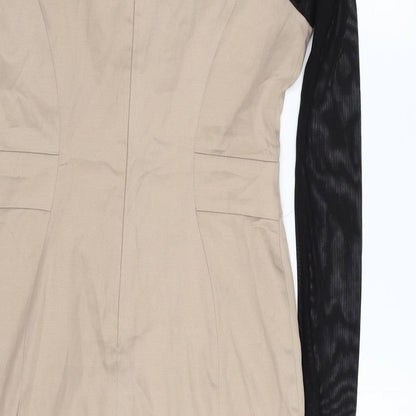 Julien Macdonald Womens Beige Floral Polyester Sheath  Size 10  Scoop Neck Zip