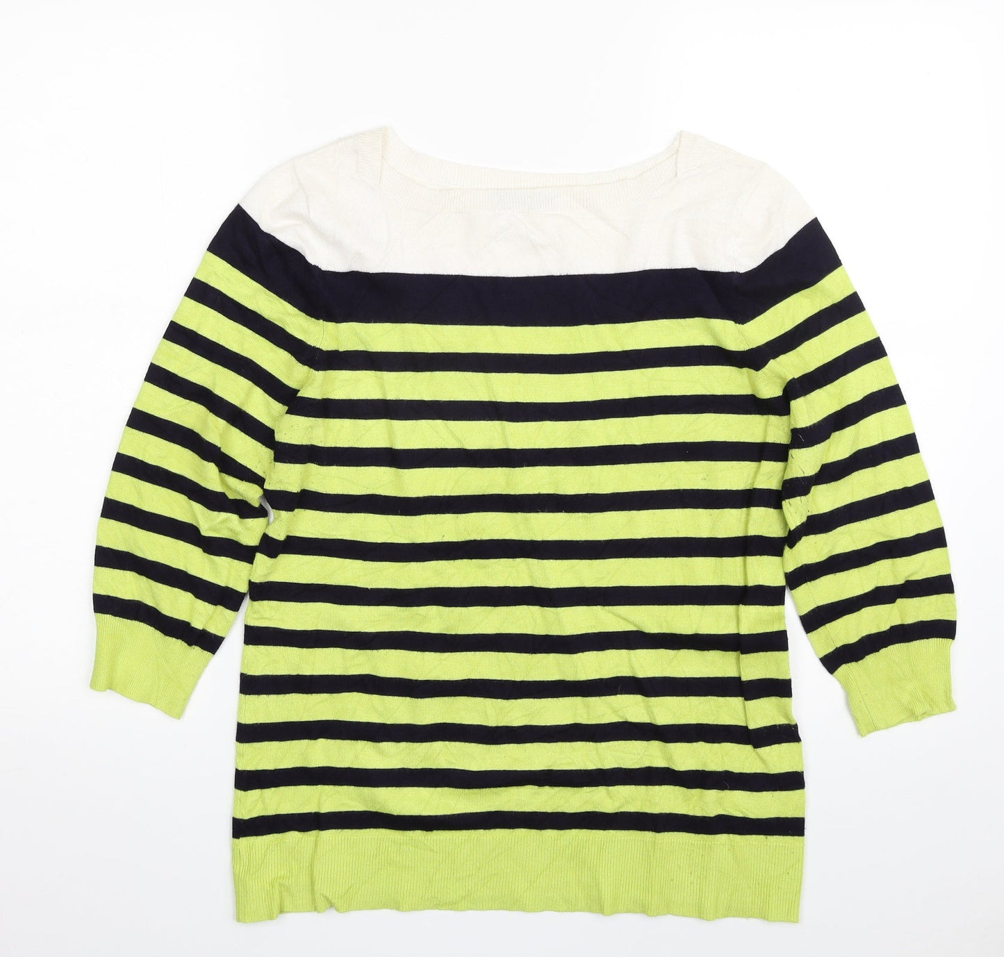 Red Womens Multicoloured Boat Neck Striped Rayon Pullover Jumper Size L