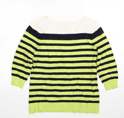 Red Womens Multicoloured Boat Neck Striped Rayon Pullover Jumper Size L