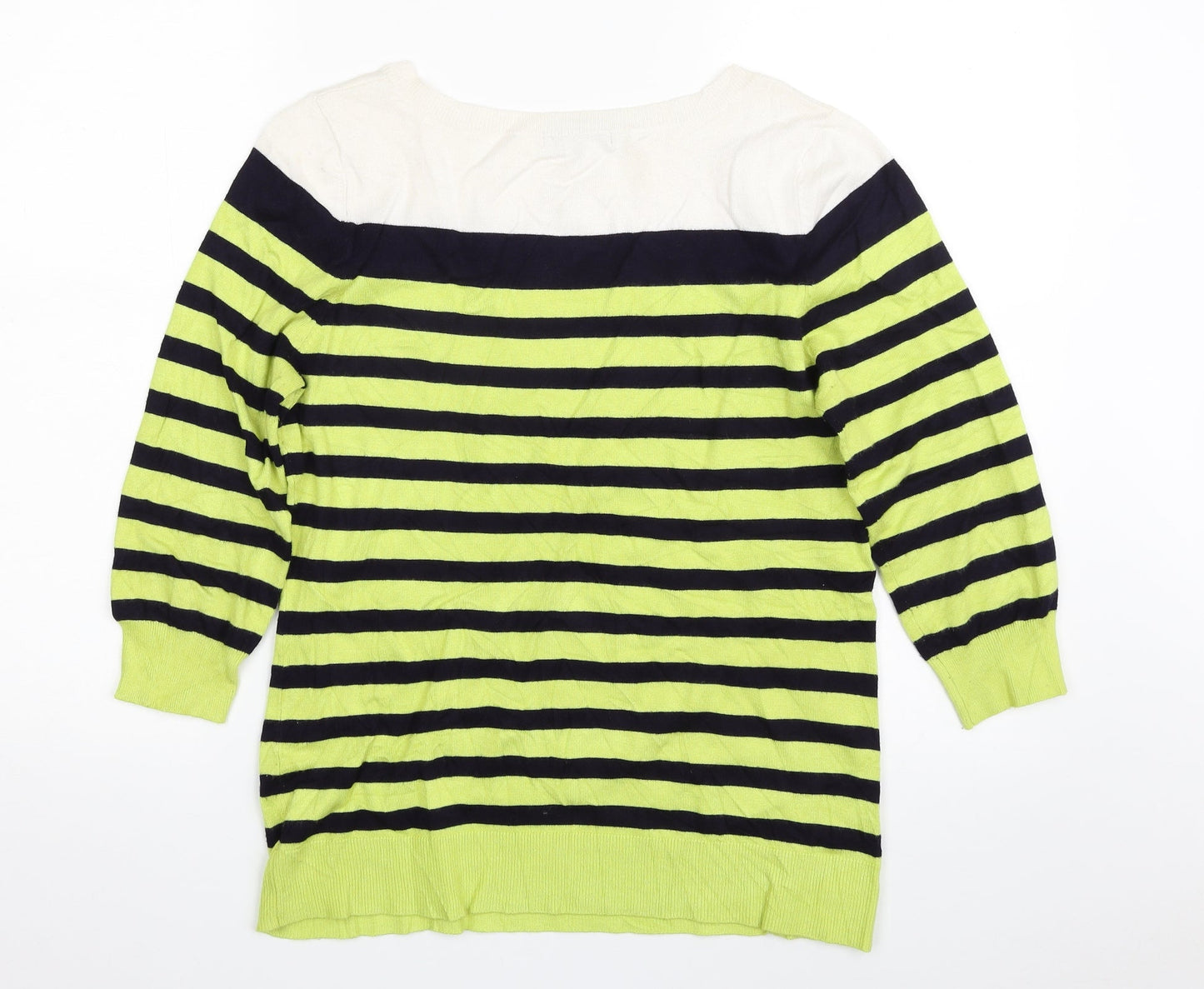 Red Womens Multicoloured Boat Neck Striped Rayon Pullover Jumper Size L