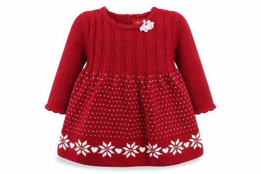Jingles & Joy Girls Red Geometric Acrylic Pullover Jumper Size 3-6 Months  Button