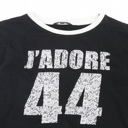 Candy Couture Girls Black  Cotton Pullover Sweatshirt Size 12-13 Years  Pullover - Cropped