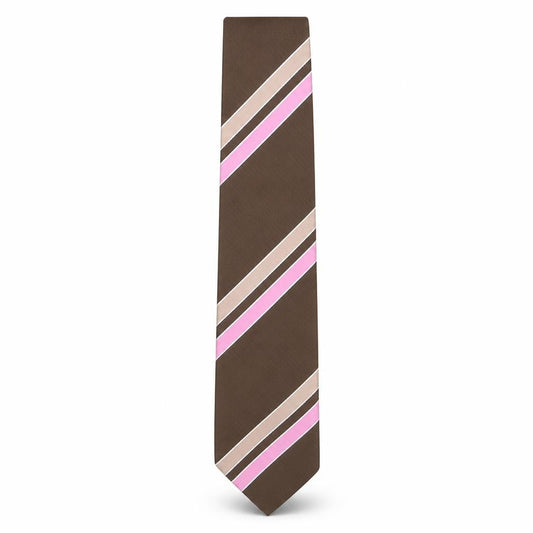 Front view of Burton men’s multicoloured striped polyester pointed tie one size