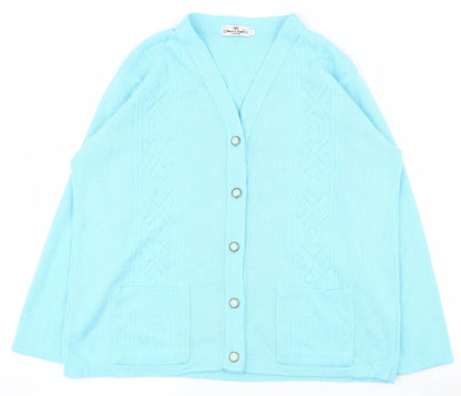 Womens UK Size L Merry Gold Blue Cardigan Jumper