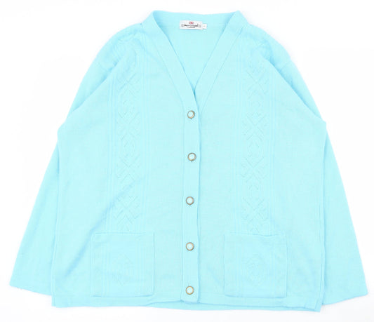 Womens UK Size L Merry Gold Blue Cardigan Jumper
