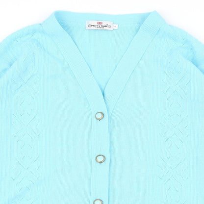 Womens UK Size L Merry Gold Blue Cardigan Jumper