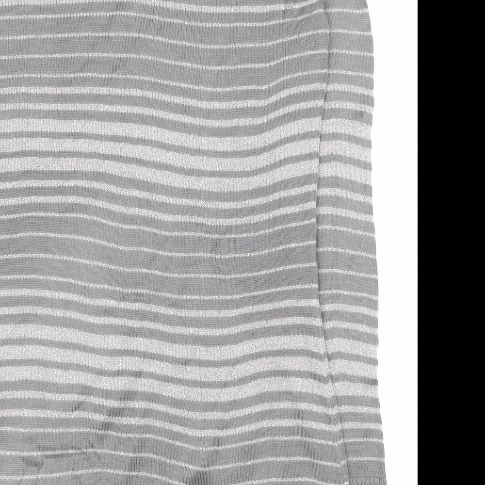 George Womens Grey Scoop Neck Striped Acrylic Tunic Jumper Size 12