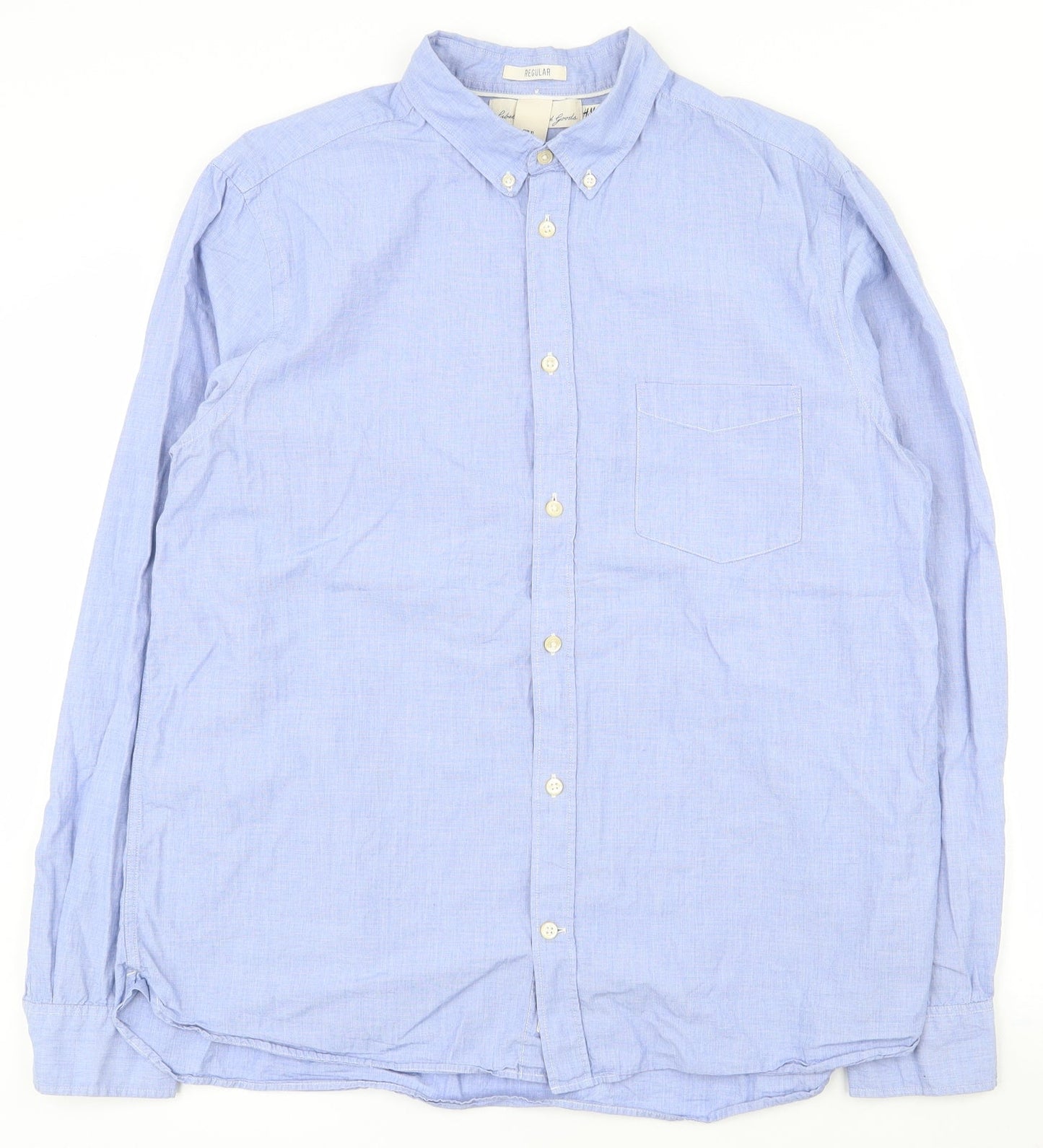 Mens UK Size XL Label of Graded Goods Blue  Button-Up Long Sleeve Casual Shirt