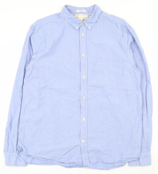 Mens UK Size XL Label of Graded Goods Blue  Button-Up Long Sleeve Casual Shirt