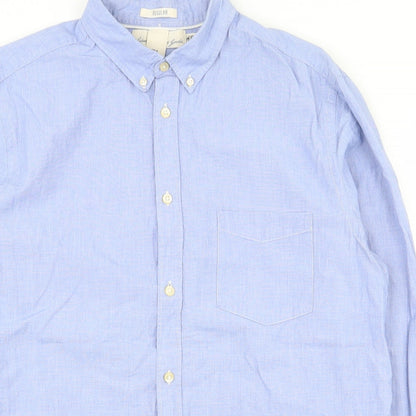 Mens UK Size XL Label of Graded Goods Blue  Button-Up Long Sleeve Casual Shirt